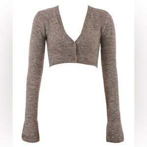 Brown Knit Cropped Cardigan